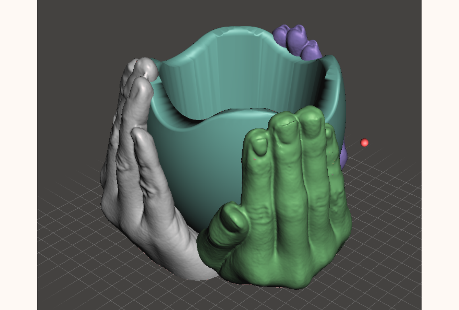 Escaneo 3D de las tres manos combinadas en Meshmixer