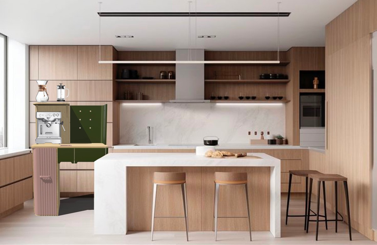 Render de NÁGU en el contexto de una cocina